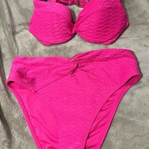 Vibrant Pink Textured Bikini Set
